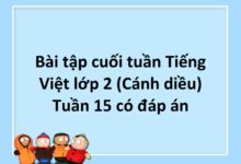 Bài tập cuối tuần Tiếng Việt lớp 2 (Cánh diều) Tuần 15 có đáp án